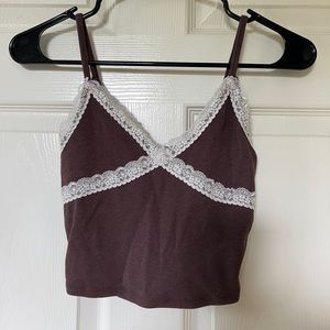 GARAGE Cropped Brown Tank